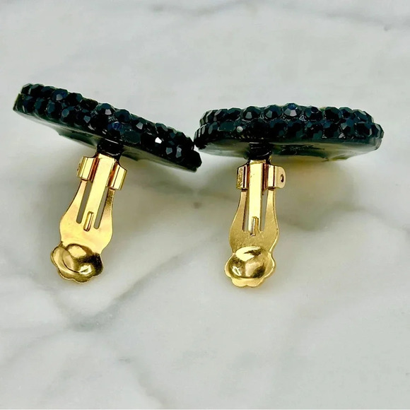 Vintage Richard Kerr Clip On Earrings Black White Square Statement Disco 80s - Picture 6 of 7